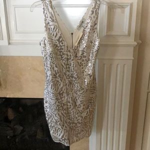 Silver and white sequin dress